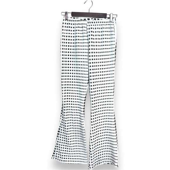 Casa Lee Black/White Pattern Stretch Elastic Waist Flared Vintage Inspired pants - Picture 2 of 14
